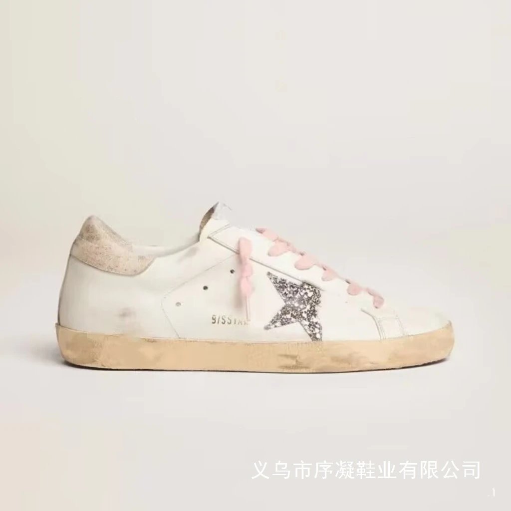 Golden Goose Superstar White and Silver Leather Sneakers - 25