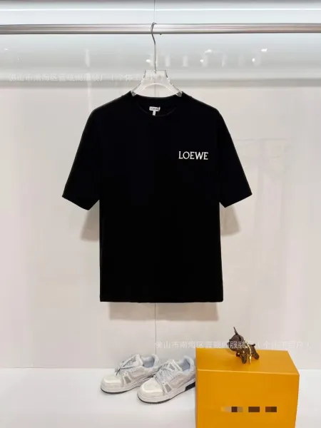 Loewe Logo Embroidered Black T-Shirt - 1