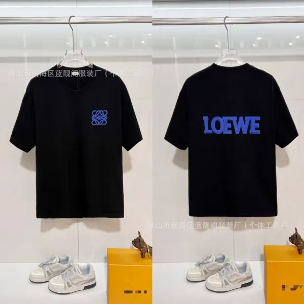 Loewe Anagram Logo T-Shirt Black with Blue Embroidery - 1