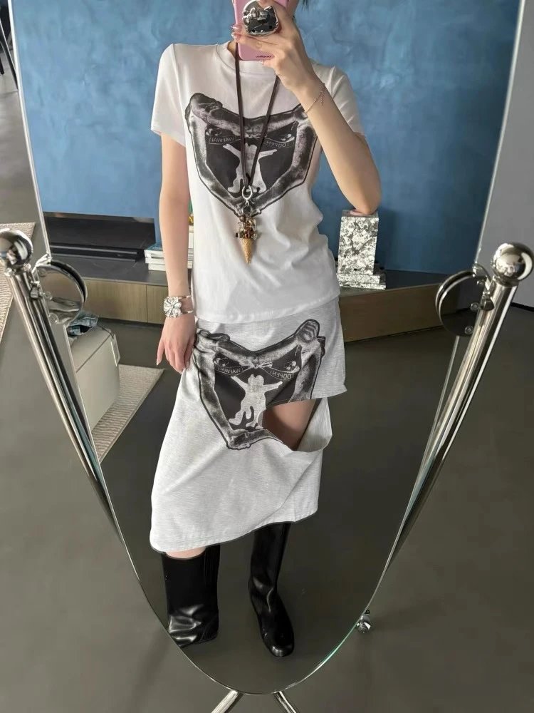 Open YY Heart Shield Knit Top Black - 40