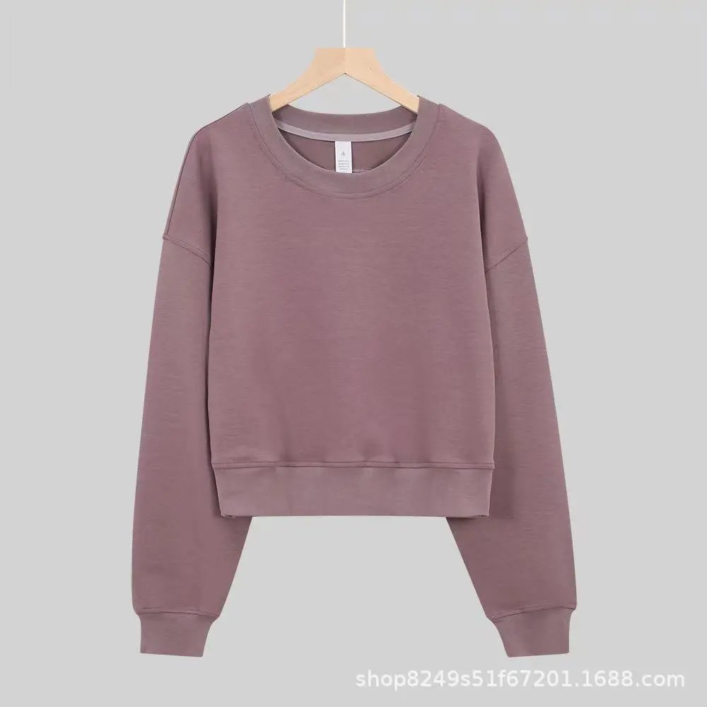 Dark lavender ovz round neck short hoodie