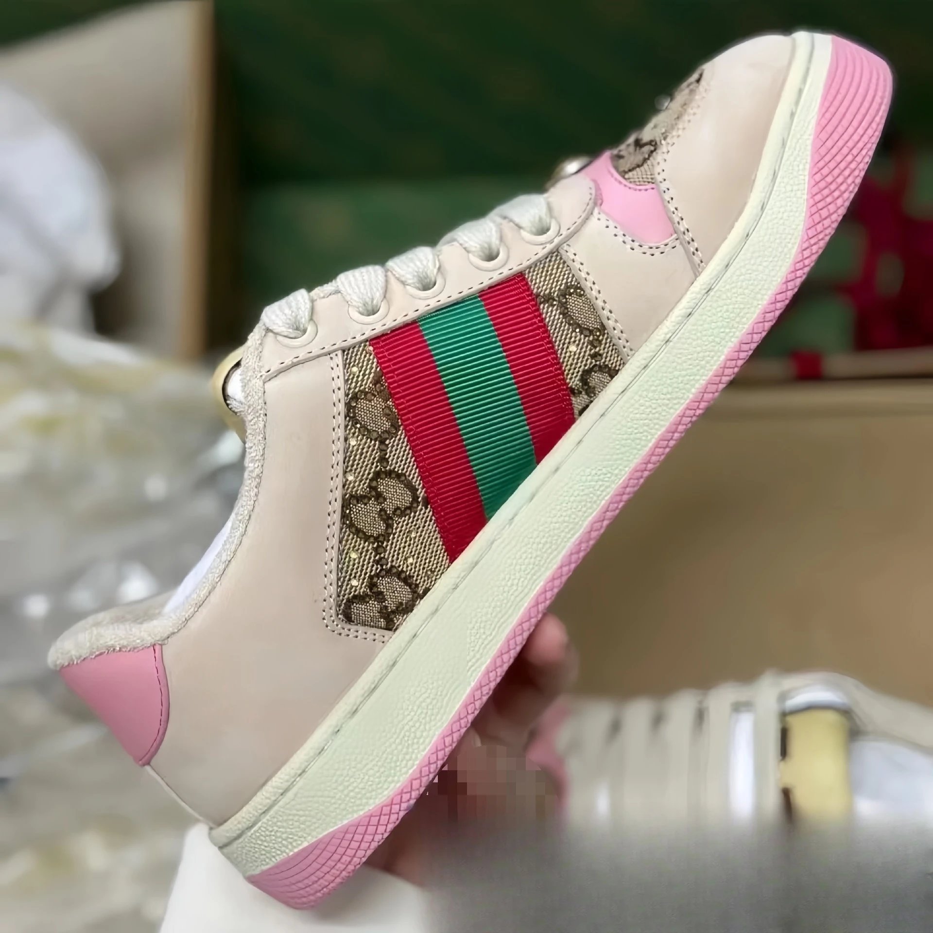 Gucci Ace Sneakers Black with Web Stripe and GG Monogram - 6
