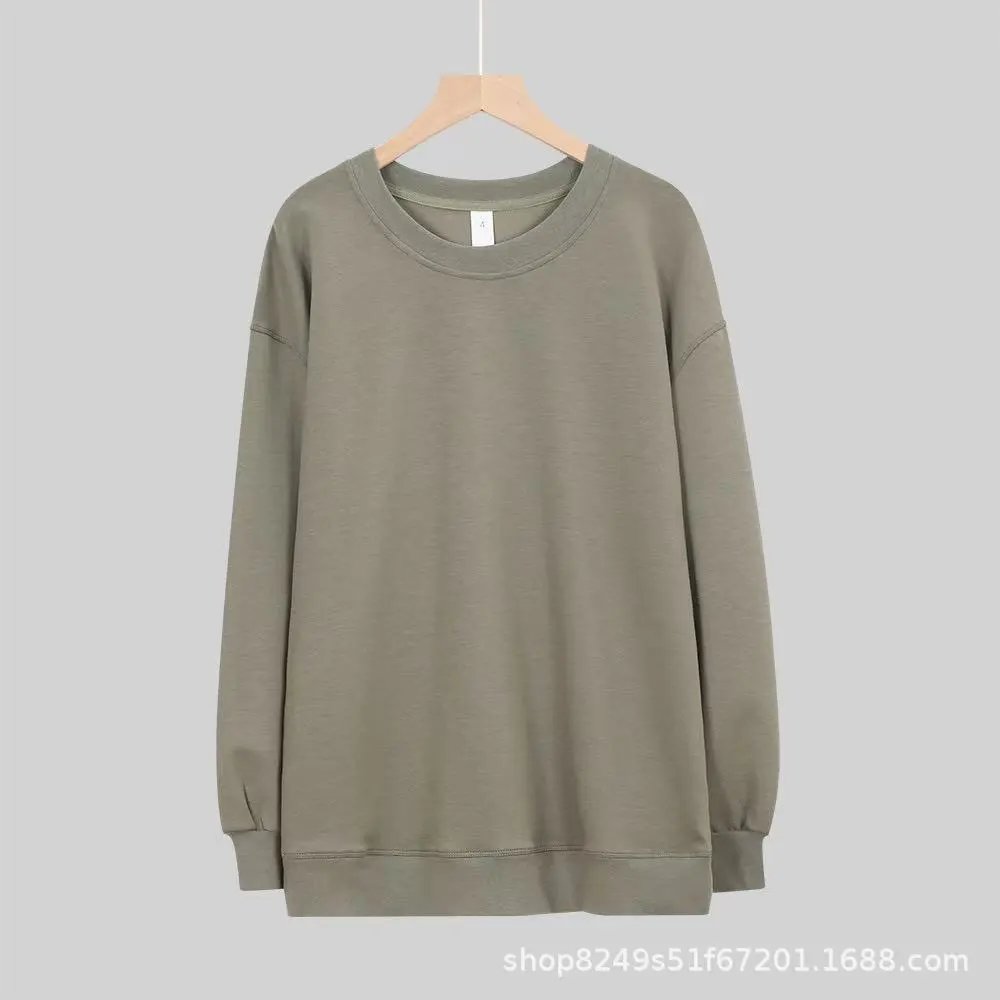 Sage green - po round neck long hoodie