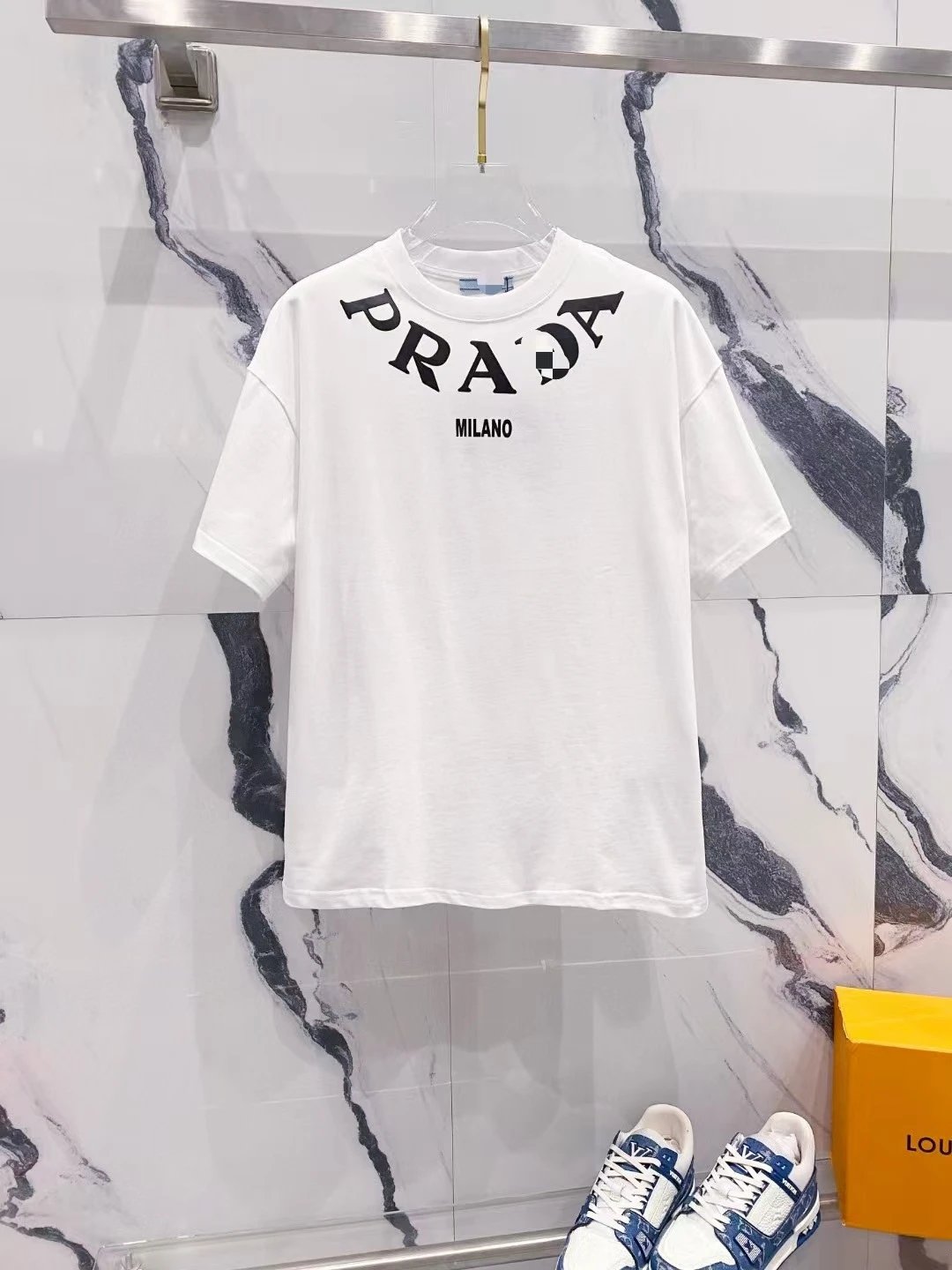 Prada Rad Milano Graphic T-Shirt White and Black - 4