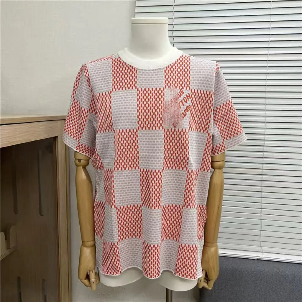Off-White Checkerboard Knit T-Shirt Navy - 3