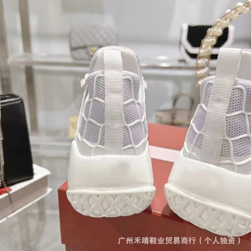 Roger Vivier Rockstud Spike White Mesh Sneakers - 3