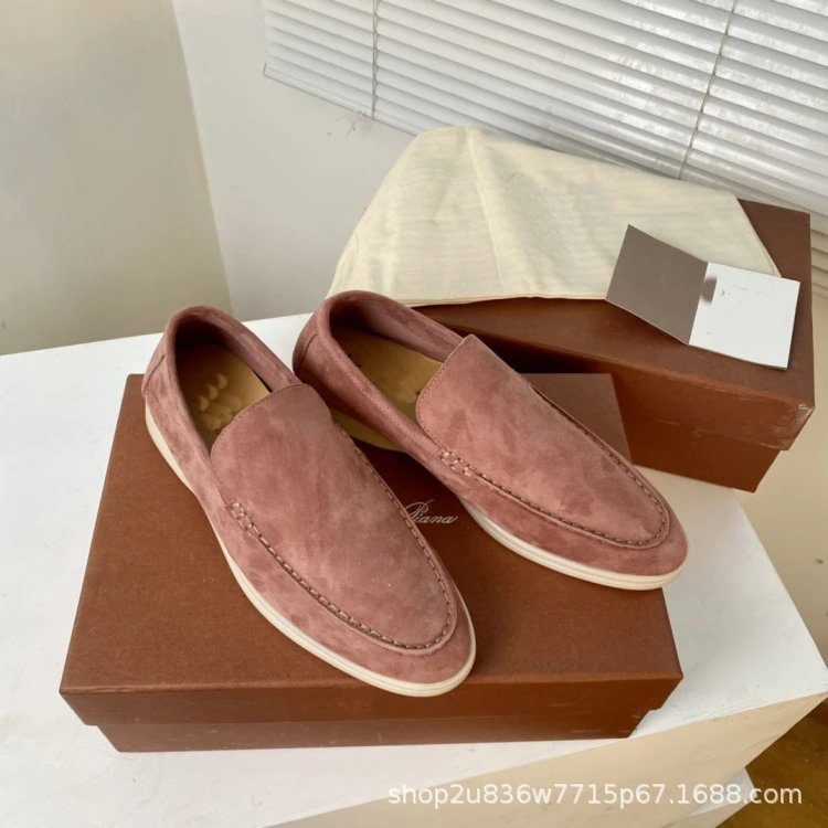 Design Suede Loafers Dusty Rose Casual Shoes - 27