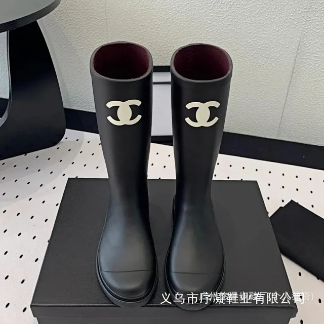 Chanel Boots Knee-High Rubber Rain with CC Logo product detail image 1