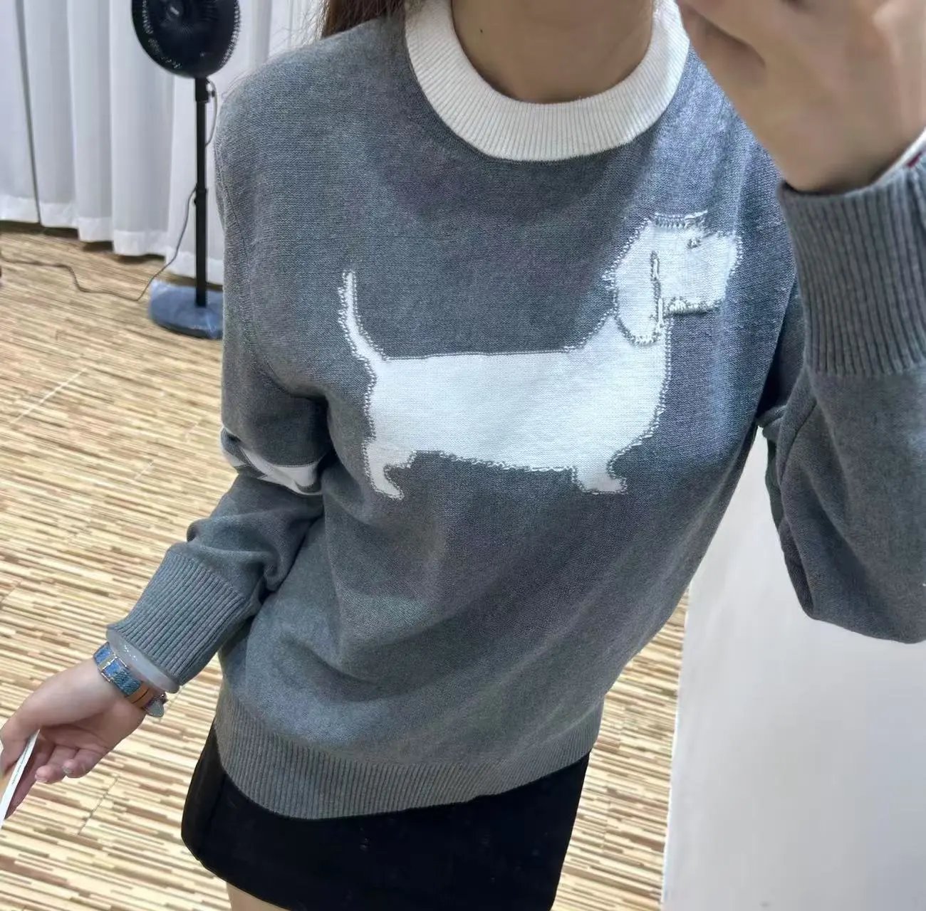Thom Browne Dachshund Intarsia Knit Sweater Navy - 17