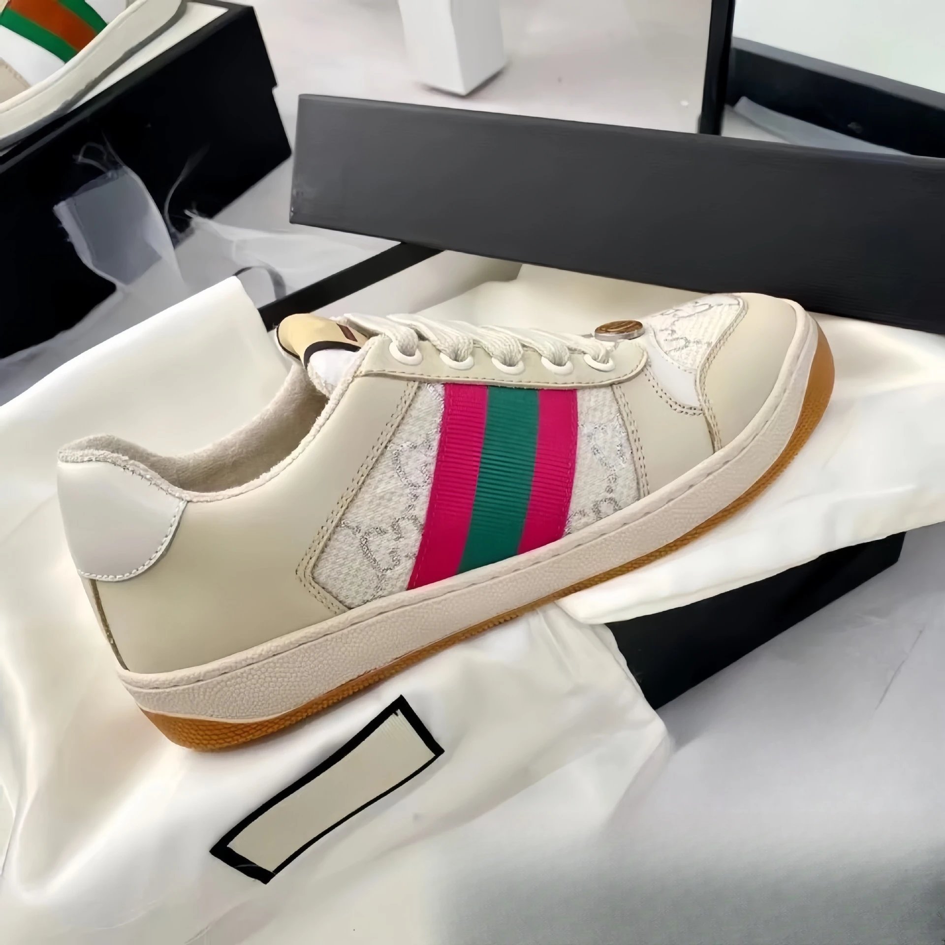 Gucci Ace Sneakers Black with Web Stripe and GG Monogram - 4