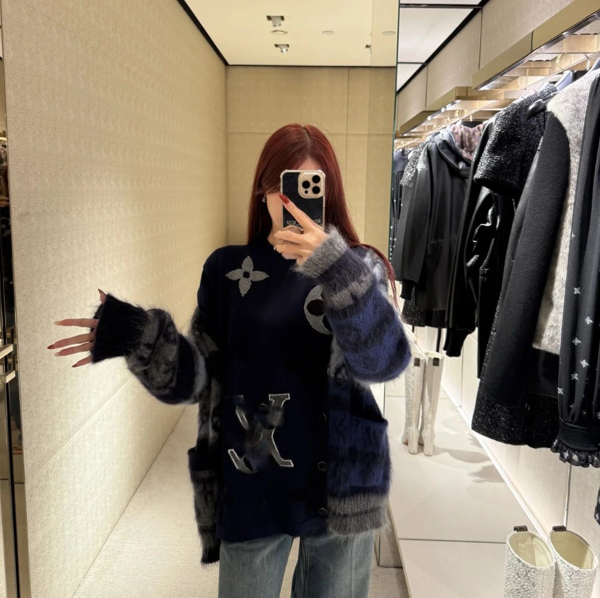 Louis Vuitton Monogram Flower Embroidered Navy T-Shirt - 4