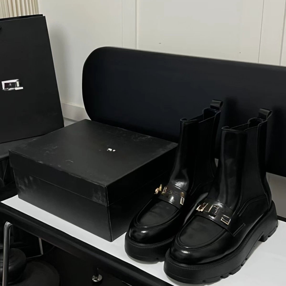 Miu Boots Ankle with Lug Sole and Metal Buckle image 2