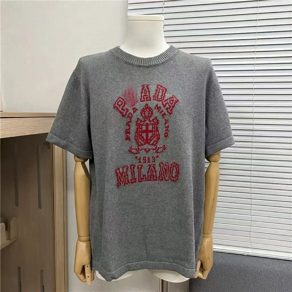 Prada Milano 1913 Raglan T-Shirt Gray/Black - 11