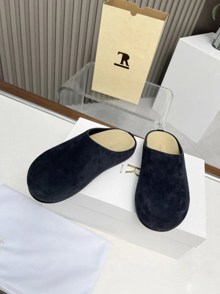 R Brand Wool-Blend Mule Slippers Charcoal Gray Slippers - 16