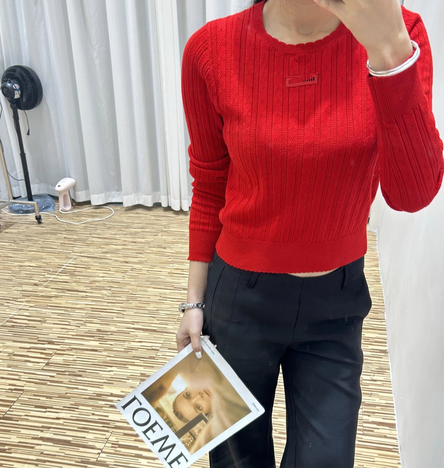 GRA Ribbed Cropped Sweater Red - 12
