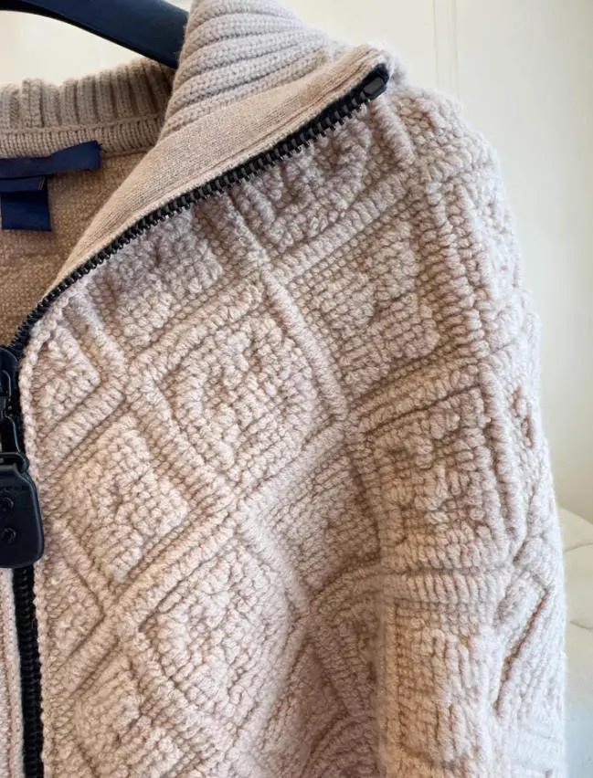 Moncler Genius Knit Zip-Up Hooded Cardigan Beige - 5