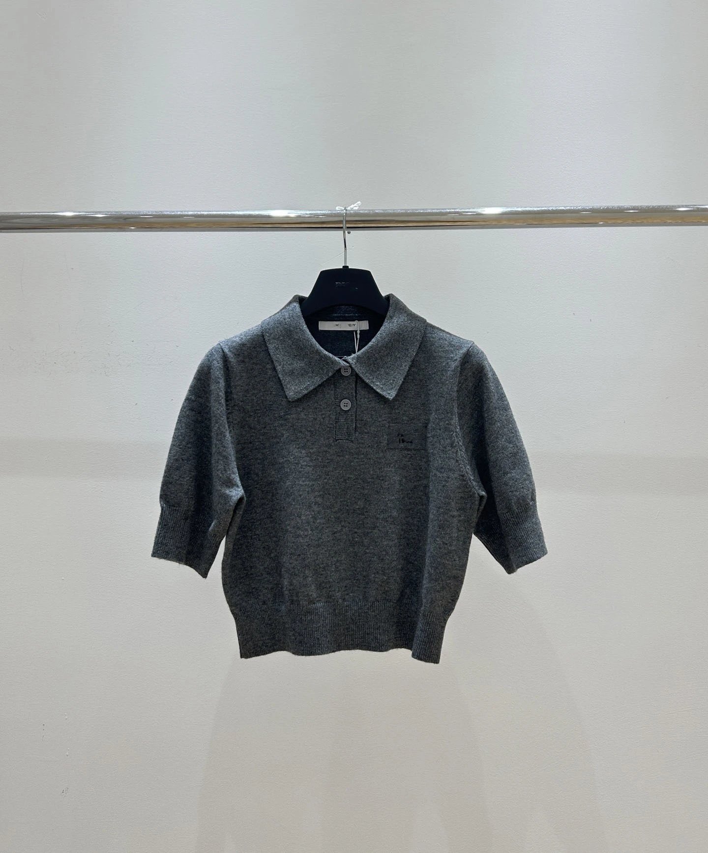 Hivy Knit Polo Shirt Gray Sweater - 9