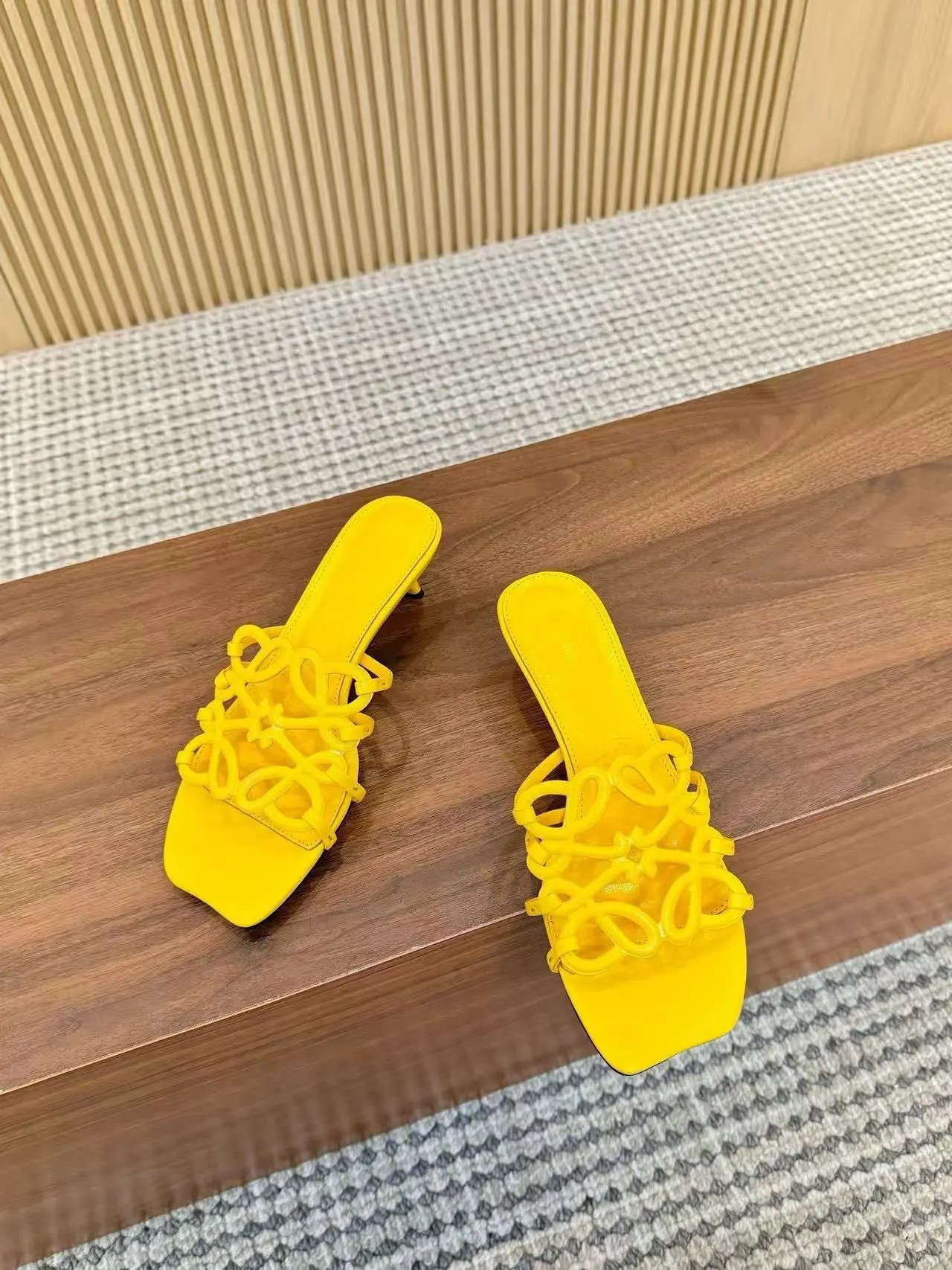 Loewe Puzzle Slide Yellow Leather Mules