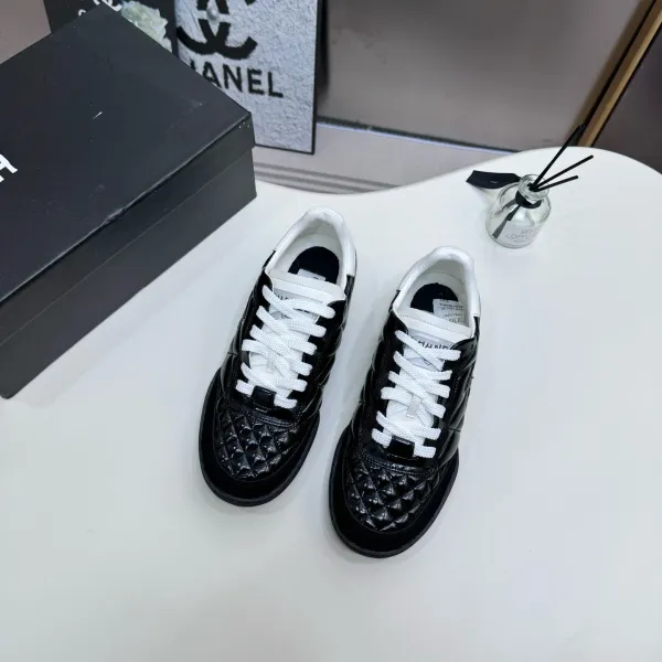 Chanel Quilted Leather Sneakers Black and White - 1