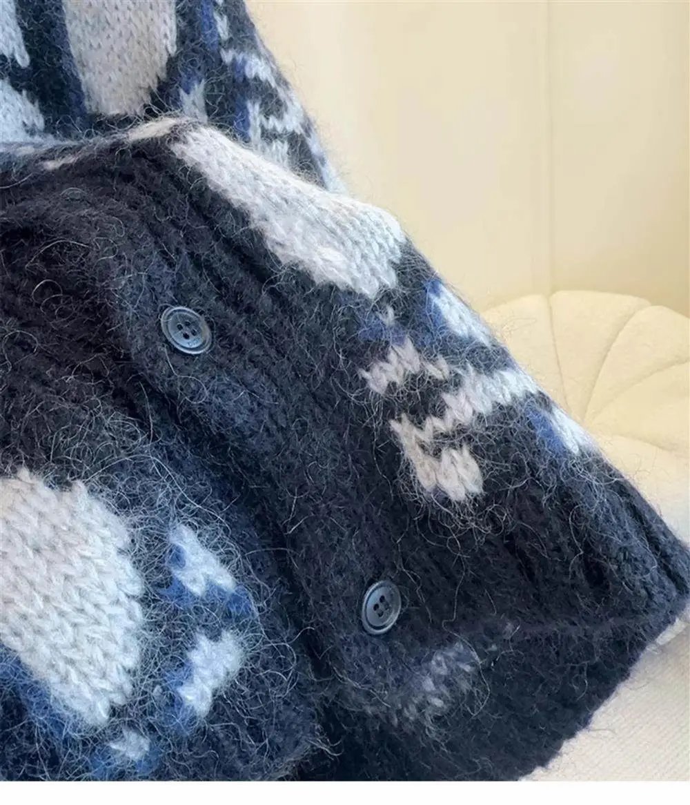 Dior Oblique Knit Cardigan Navy and White - 9