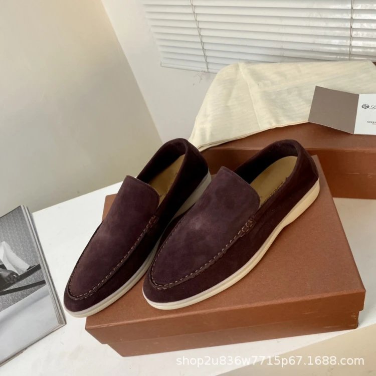 Design Suede Loafers Dusty Rose Casual Shoes - 19
