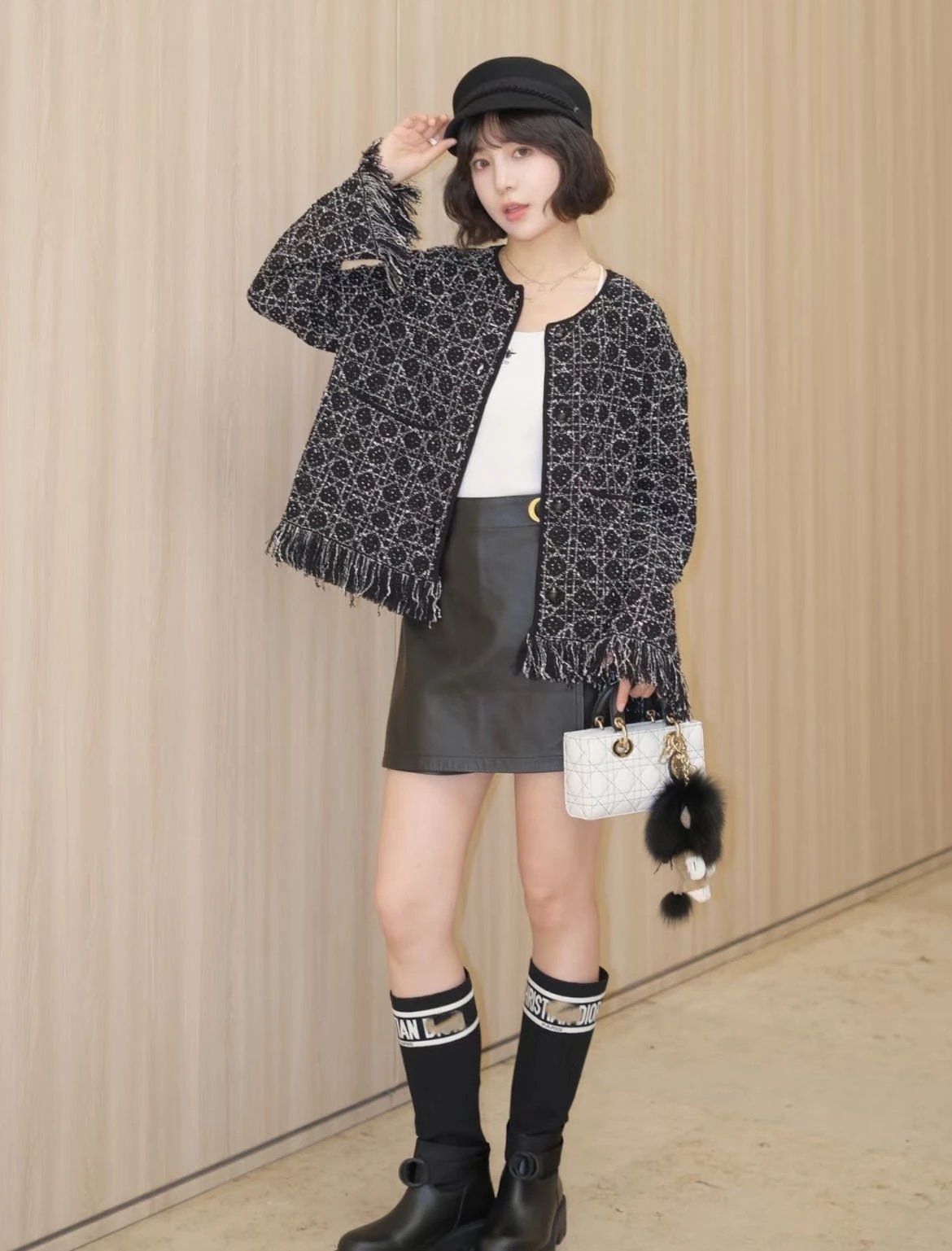 Dior Oblique Tweed Fringe Jacket Black Multicolor Outerwear - 14