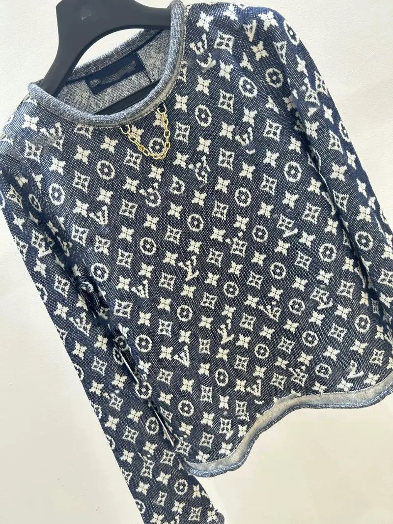 Louis Vuitton Monogram Knit Sweater Navy - 9