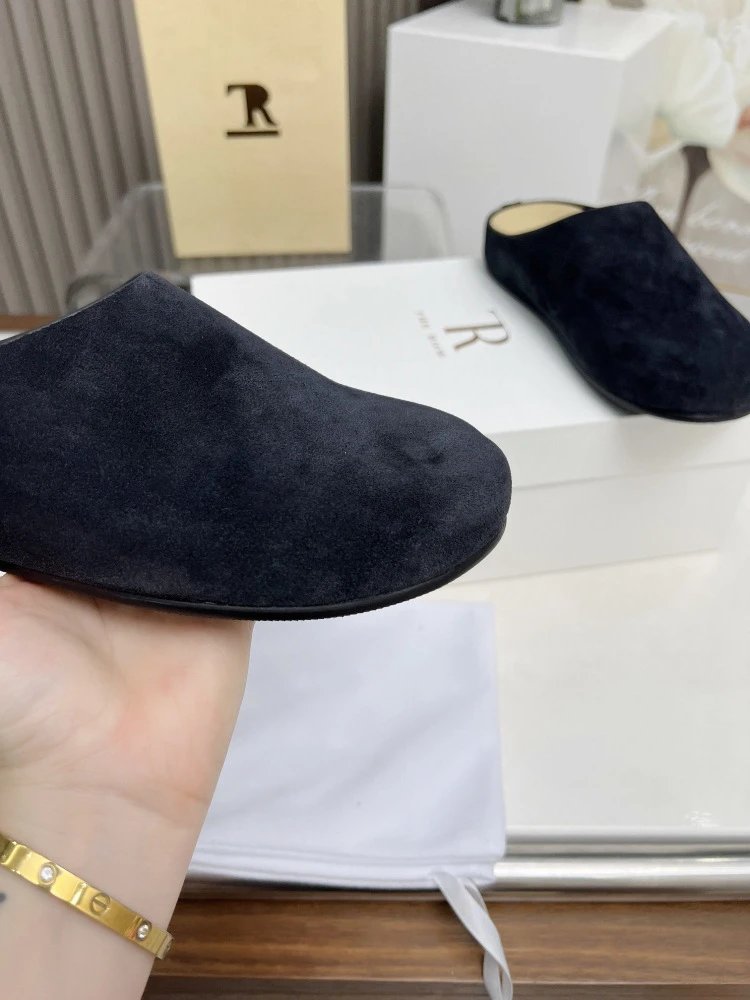 R Brand Wool-Blend Mule Slippers Charcoal Gray Slippers - 19