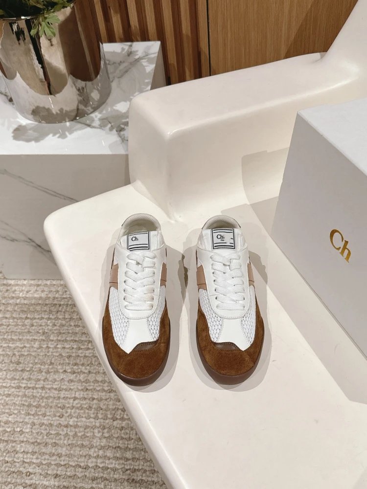 Chloé Tennis 1970 White and Gray Mesh Sneakers - 9