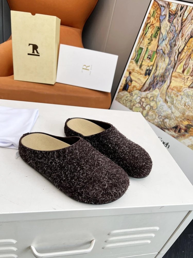 R Brand Wool-Blend Mule Slippers Charcoal Gray Slippers - 28