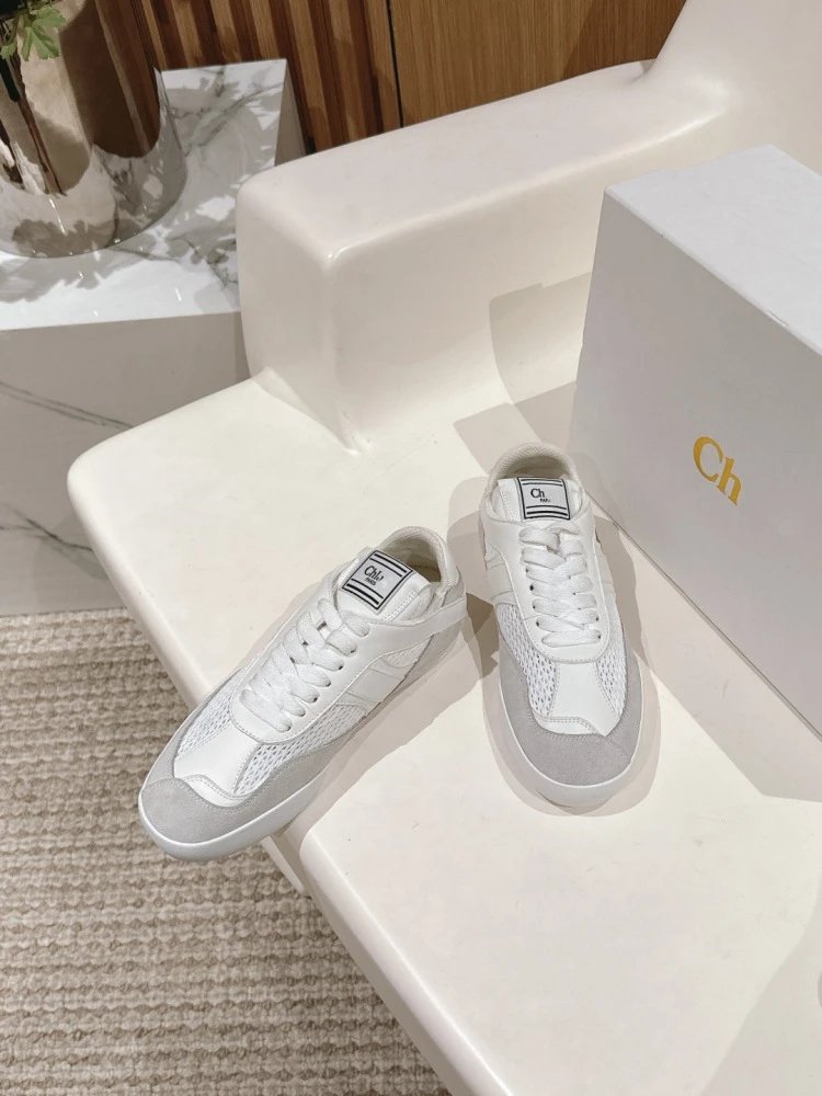 Chloé Tennis 1970 White and Gray Mesh Sneakers - 19