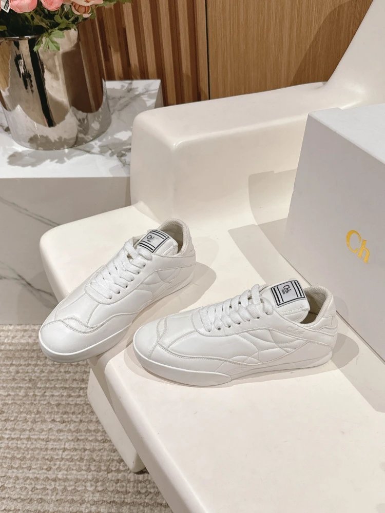 Chloé Tennis 1970 White and Gray Mesh Sneakers - 35