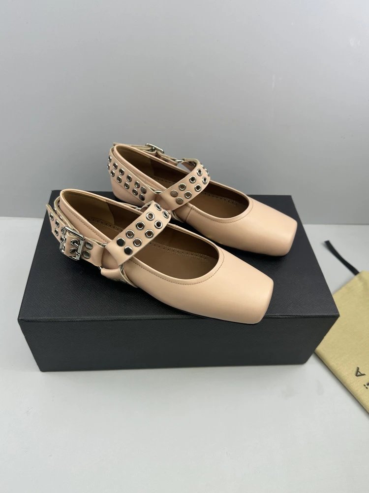 Valentino Garavani Rockstud Mary Jane White Leather Shoes - 5