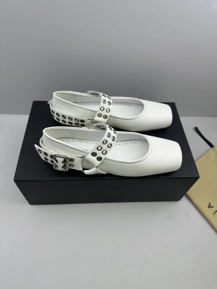 Valentino Garavani Rockstud Mary Jane White Leather Shoes - 20