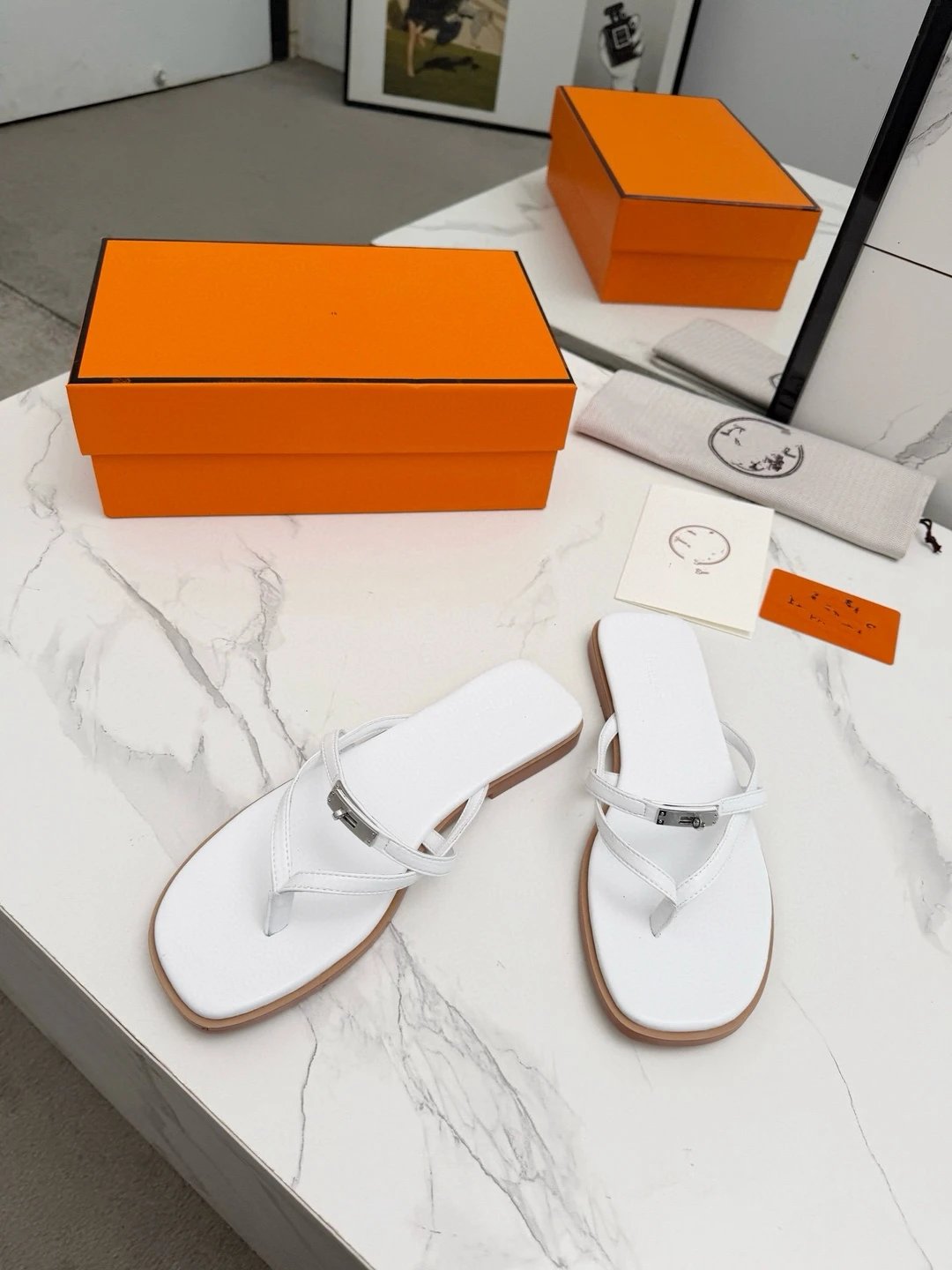 Hermès Oran Flat Sandals Emerald Green Slippers - 4