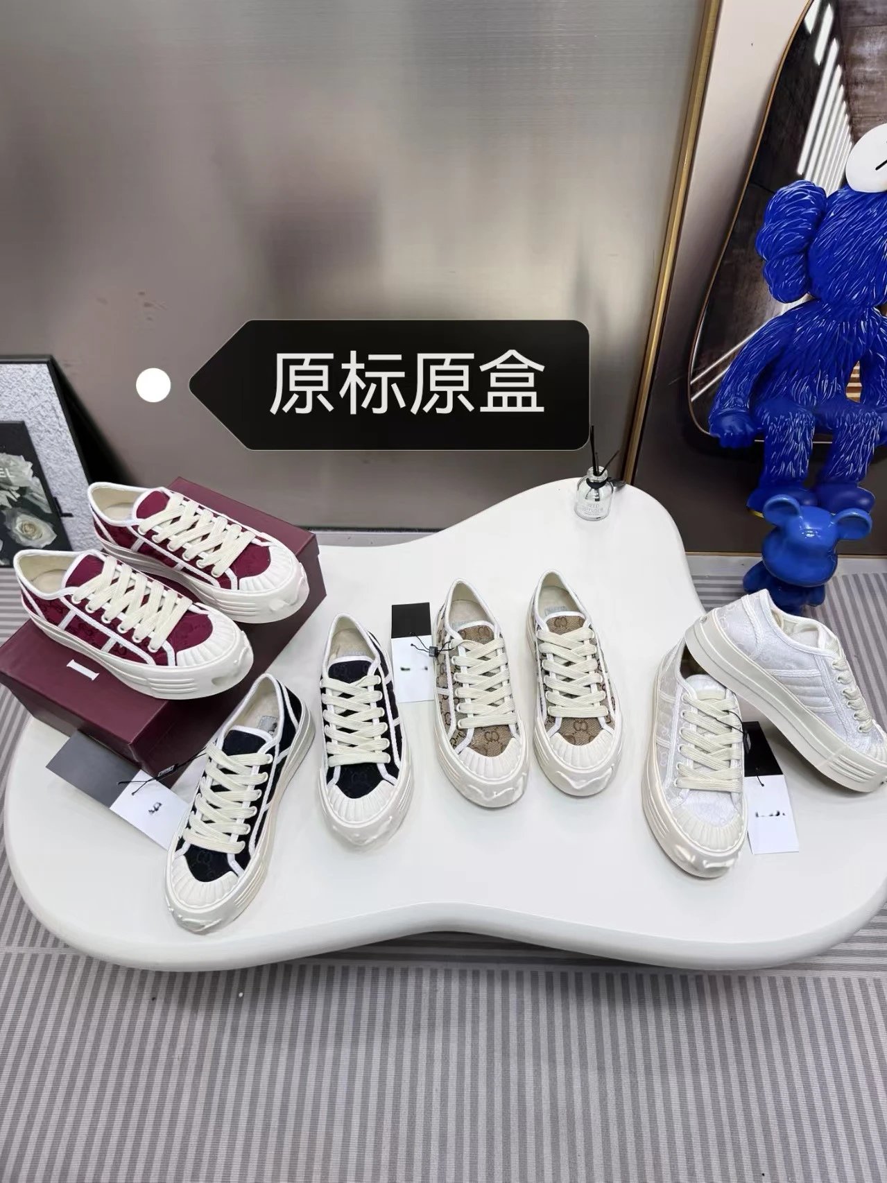 Gucci Rhyton GG Canvas Beige and White Chunky Sneakers - 5