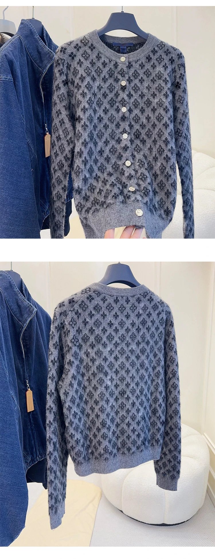 Louis Vuitton Monogram Knit Cardigan Gray - 4