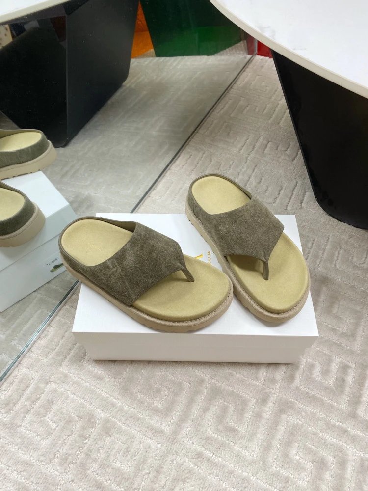 Gallery Dept. Suede Slide Sandals Olive Green Slippers - 2