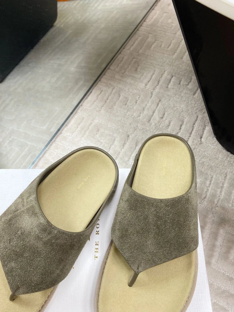 Gallery Dept. Suede Slide Sandals Olive Green Slippers - 8
