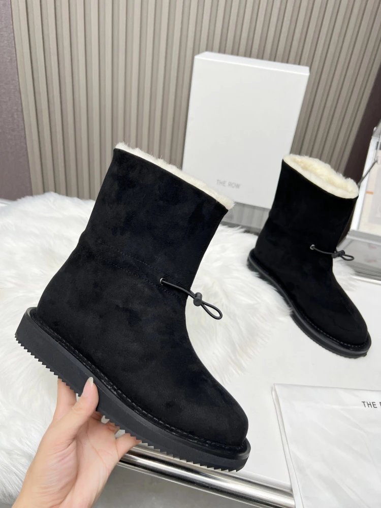 THE ROW Shearling-Lined Suede Ankle Boots Brown - 13