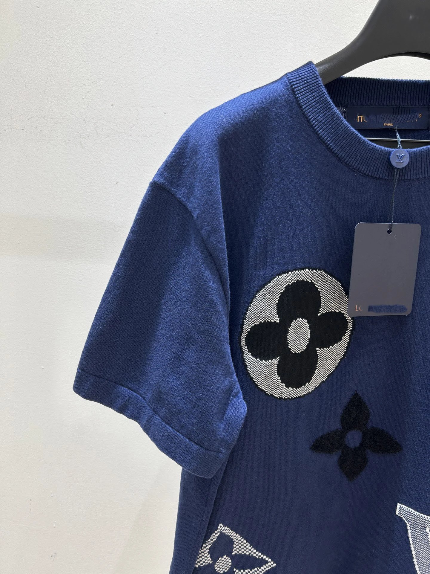 Louis Vuitton Monogram Flower Embroidered Navy T-Shirt - 10