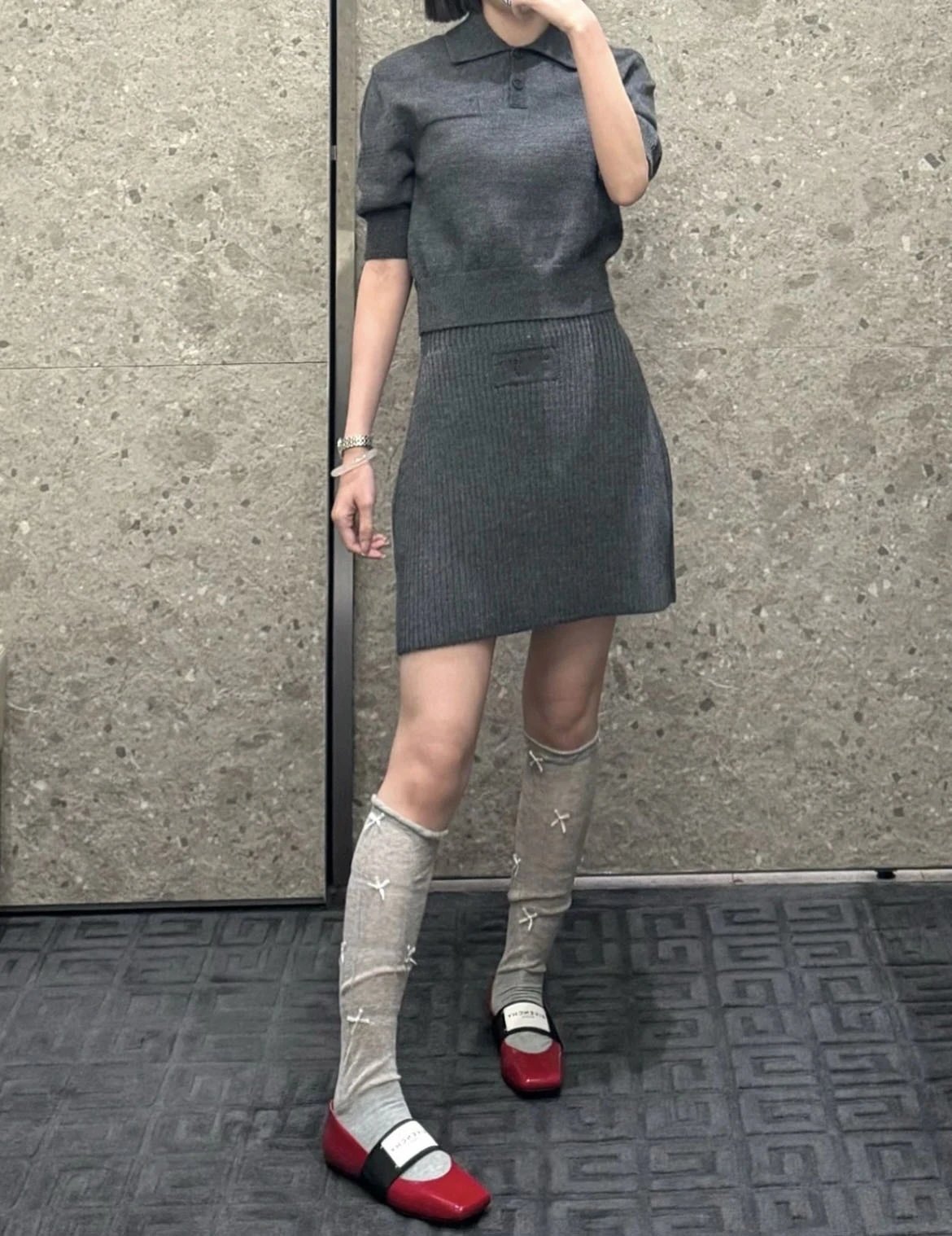 Hivy Knit Polo Shirt Gray Sweater - 7