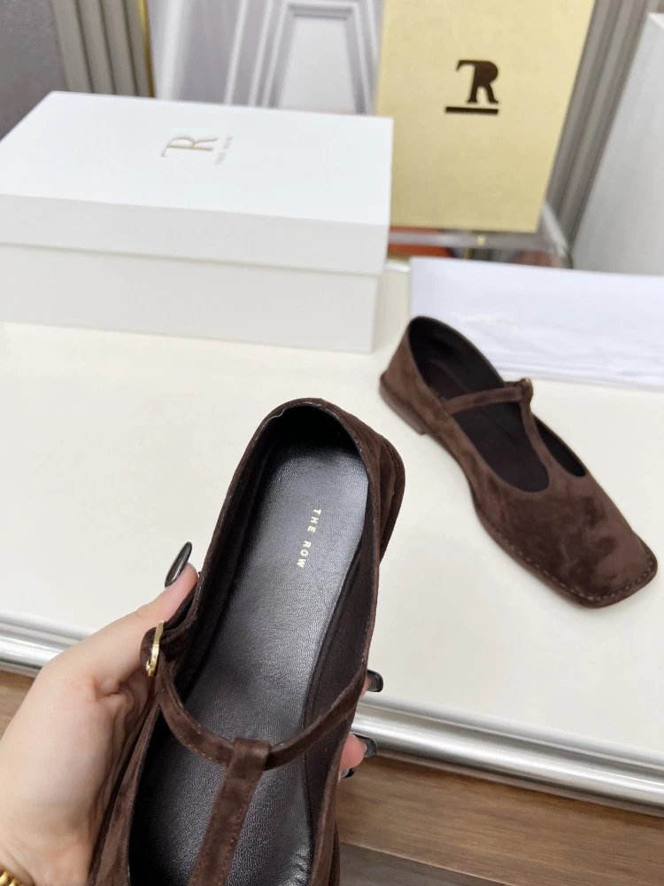 The Row Mary Jane Black Leather Flat Shoes - 40
