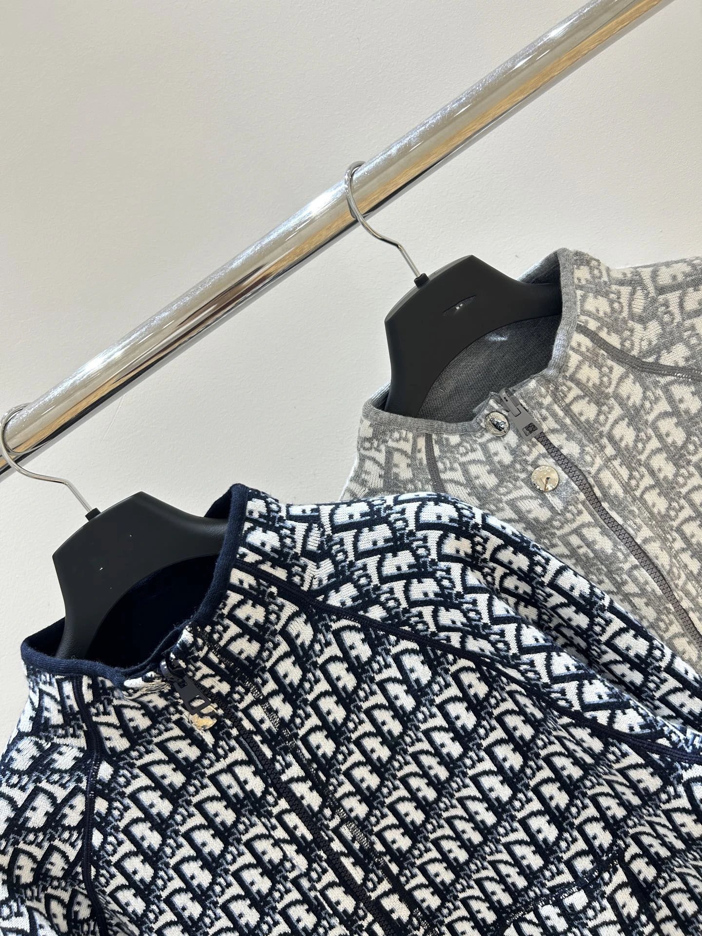Dior Oblique Knit Jacket Gray Multicolor Outerwear - 9