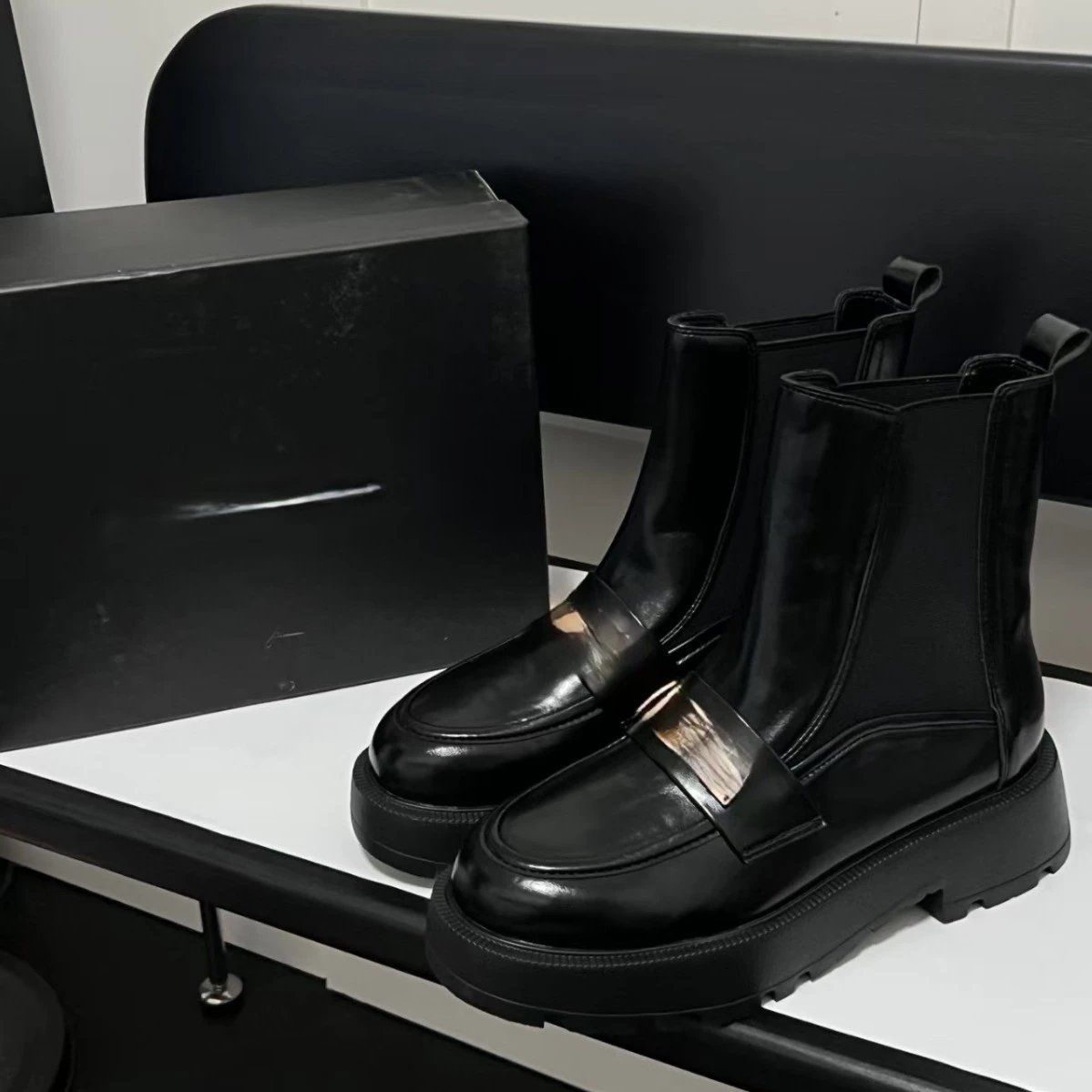Miu Boots Ankle with Lug Sole and Metal Buckle image 3