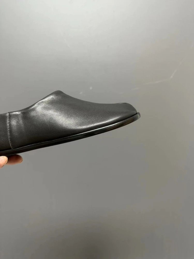 Maison Margiela Tabi Loafers Black Leather Slip-On Shoes - 12