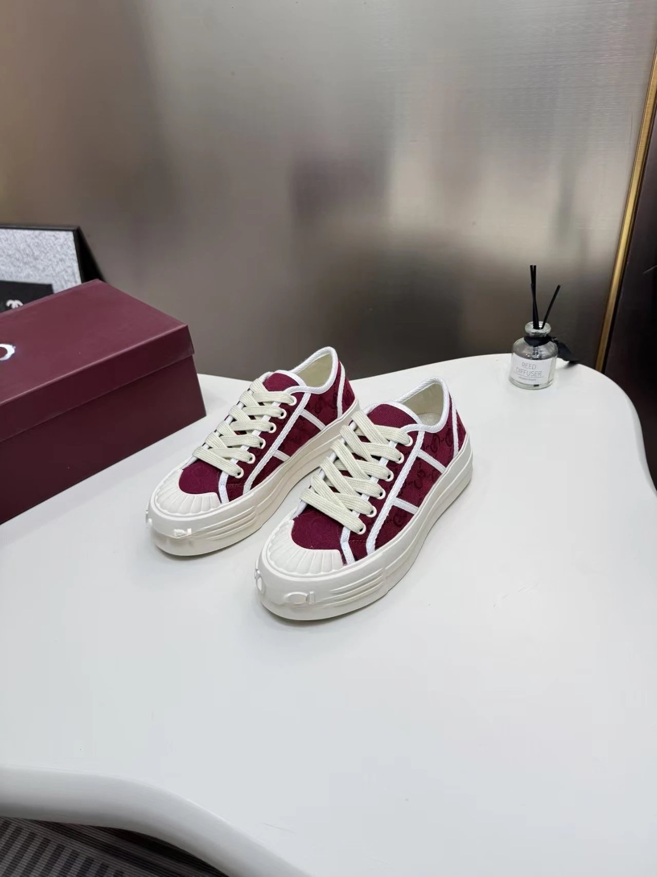 Gucci Rhyton GG Canvas Beige and White Chunky Sneakers - 8