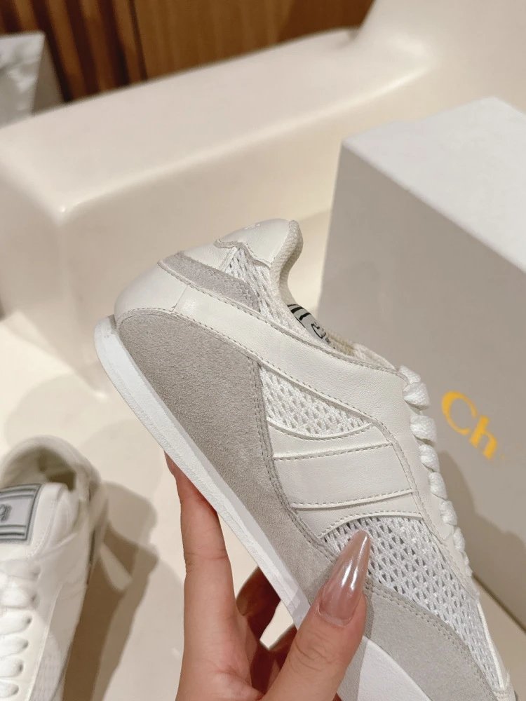 Chloé Tennis 1970 White and Gray Mesh Sneakers - 22