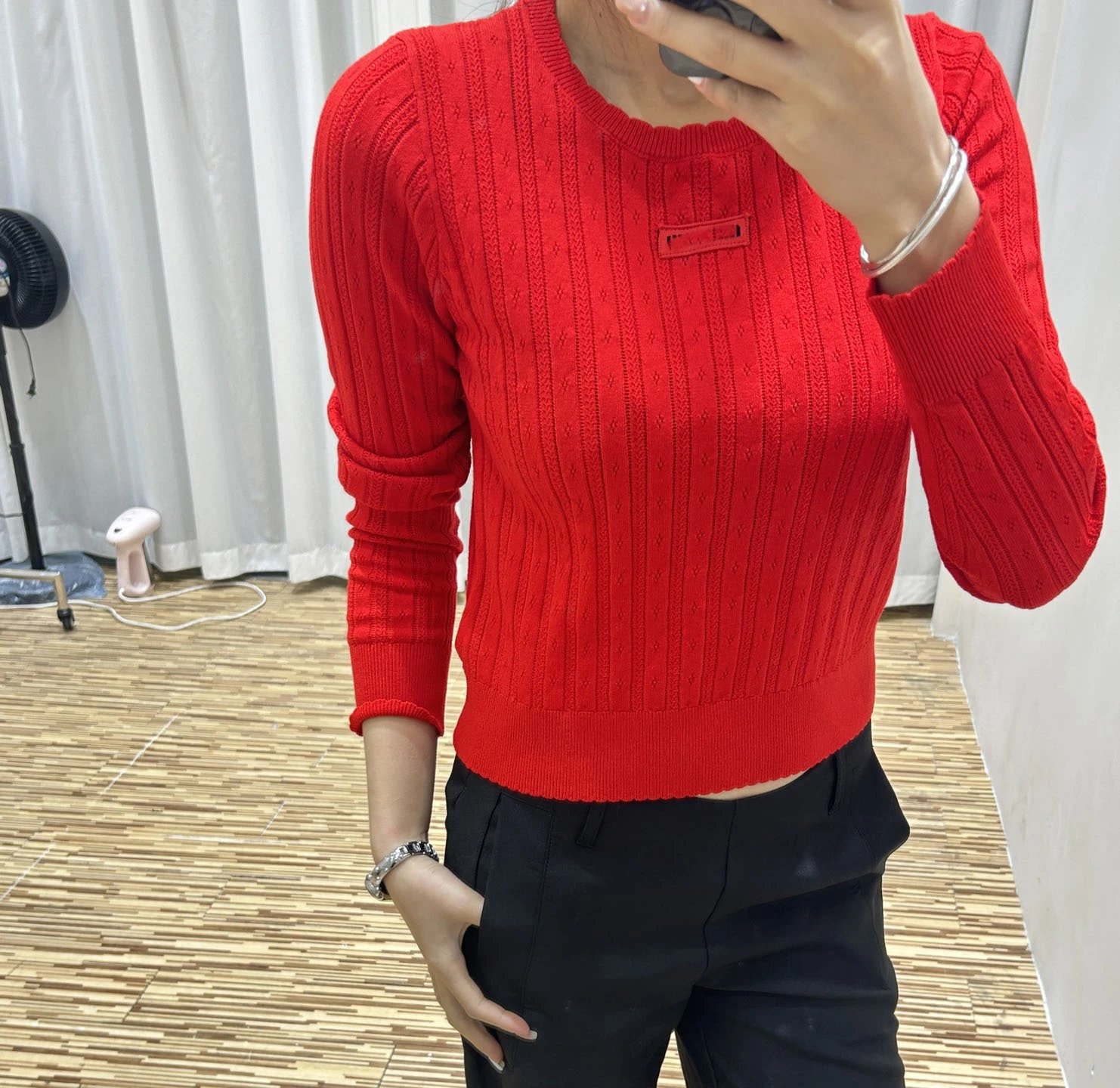 GRA Ribbed Cropped Sweater Red - 13