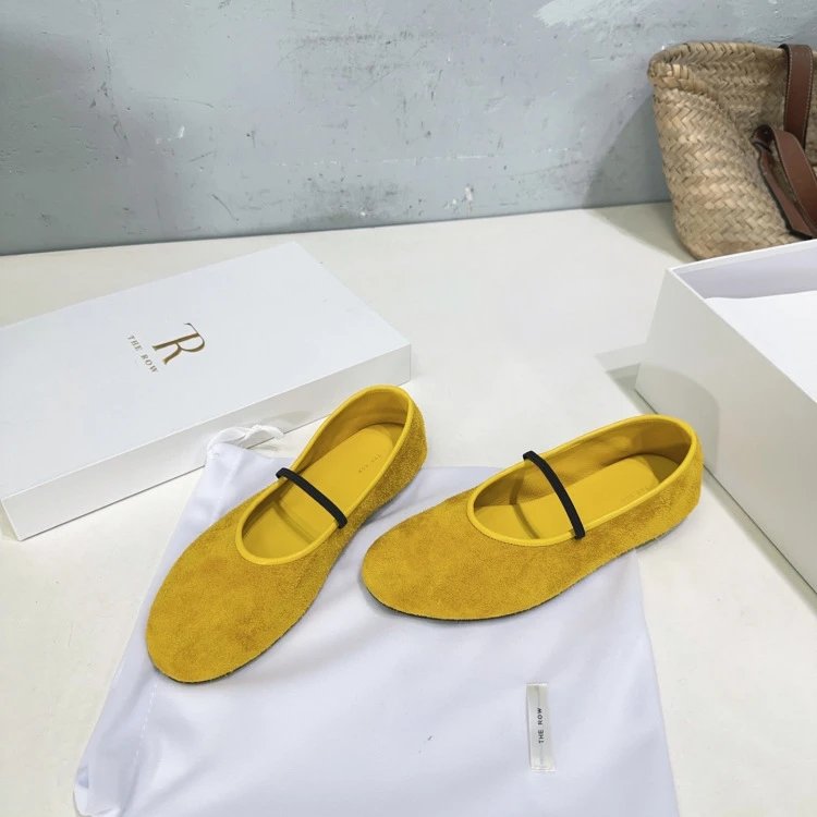 Loewe Flamenco Ballet Flats Light Gray Suede Shoes - 10